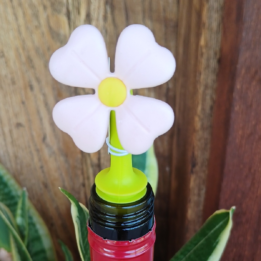 Wine STOPPER PINK YELLOW GREEN flower NEW WITH TAGS Bottle TOPPER